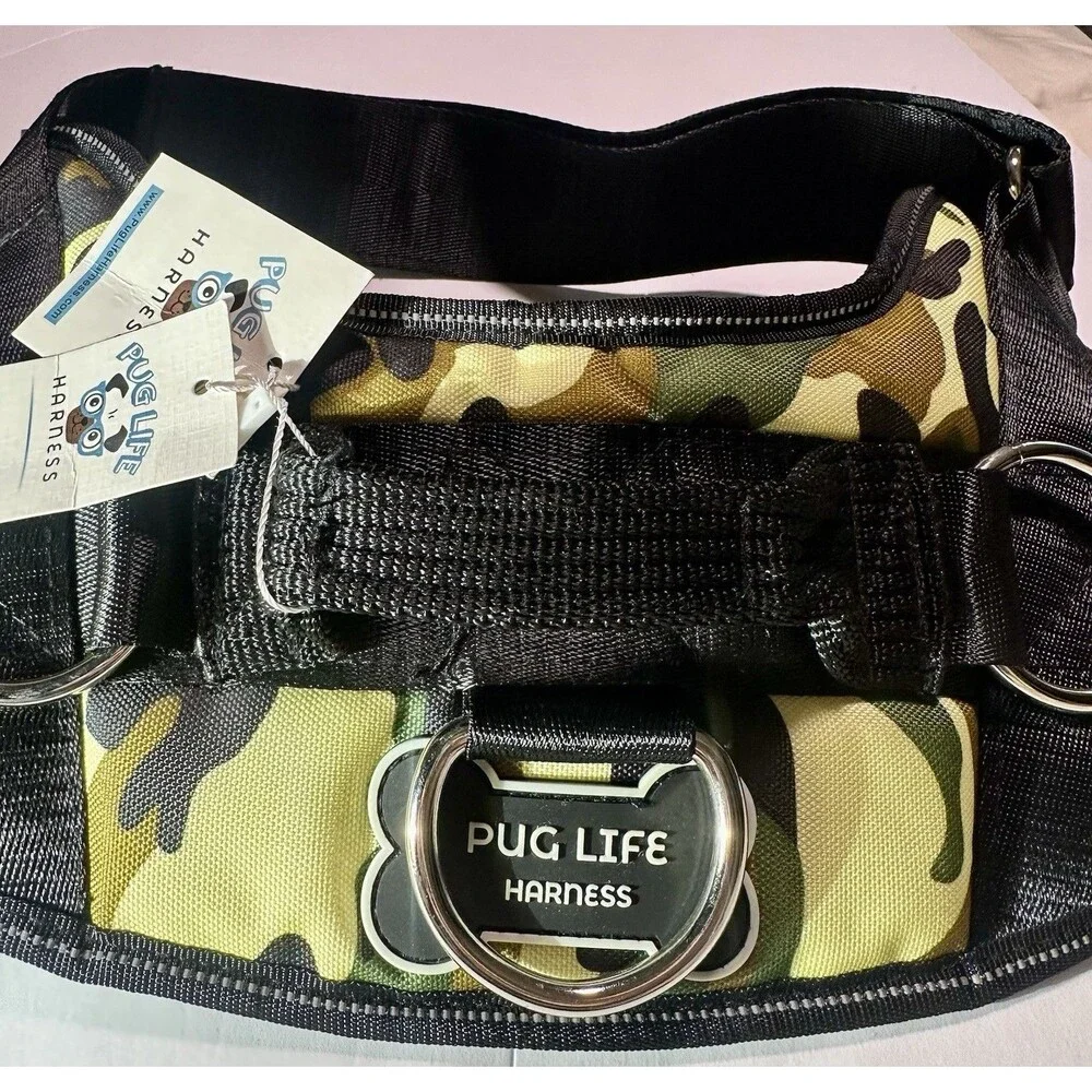 New Pug Life Dog Harness Size XL Camouflage Camo No Pull 3 Point Rings NWT